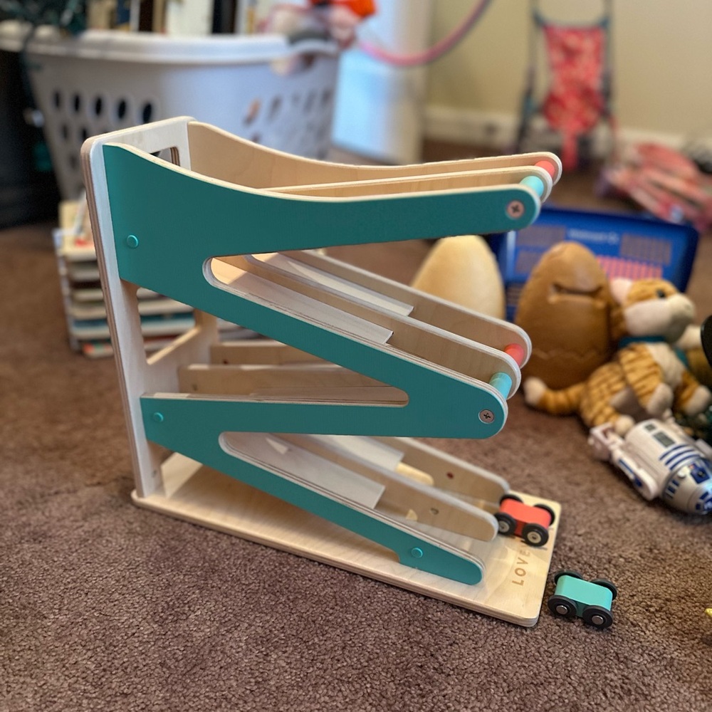 Wooden Car Ramp Racer - Pink Stacking Track - Picture 2 of 3